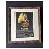 Framed vintage Victor advertisement poster