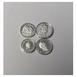 4 Franklin Mint sterling silver mini coins