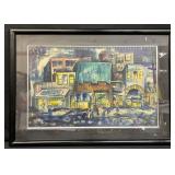 Framed and signed vintage watercolor painting by