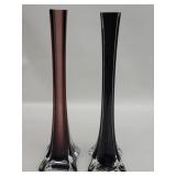 Pair of Eiffel Tower art glass bud vases