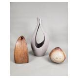 3 pottery and ceramic vases