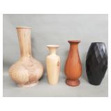 Four decorative wood vases