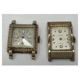 Pair of vintage Elgin 17 jewel wristwatch faces