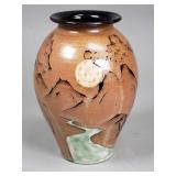 Signed studio art pottery vase