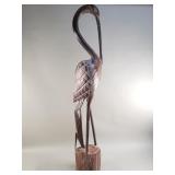 Hand-carved wooden heron