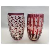 Pair of Tozai red glass vases