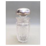 Sterling silver in glass lidded cut crystal jar