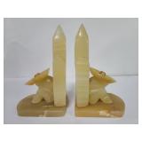 Pair of vintage 'Siesta sleeping' onyx bookends
