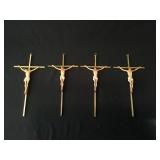 4 vintage metal crucifix crosses