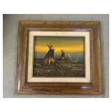 Vintage Native American painting By R Potilla
