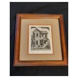 Vintage etching 'old queen' Santa Barbara artist