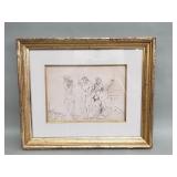 Vintage ink drawing on paper
