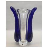 Hand made Svoboda cobalt crystal vase