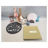 Box of miscellaneous, ceramic vase, laquered vase,