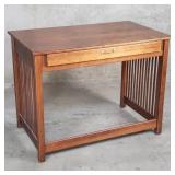 Contemporary mission-style walnut veneer desk