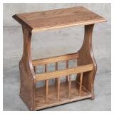 Oak magazine rack/side table