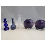 5 crystal and glass vases