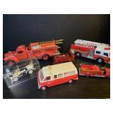 Vintage die-cast, plastic, wood, fire trucks,