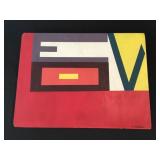 Vintage geometric Love oil painting on masonite