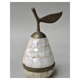 Vintage mother of pearl and brass pear-shaped
