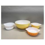 Four vintage Pyrex bowls
