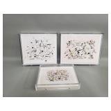 Three signed Tepacnmob mixed media abstract