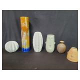 Six ceramic vases