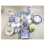 Box of Asian porcelain & ceramic, planter,