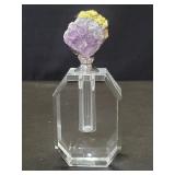 Crystal perfume bottle with a amethyst stopper