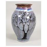 Ceramic vase with tree signed and dated
