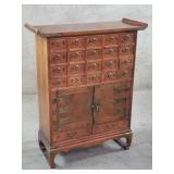 Chinese rosewood and brass apothecary cabinet with