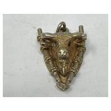 Vintage sterling silver bull pendant
