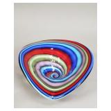 Spiral art glass bowl