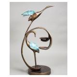 Viridian bay aluminum crane candle holder