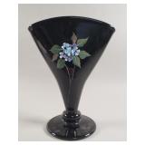 Vintage Fenton hand painted glass fan vase