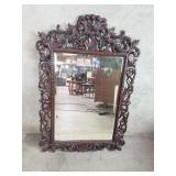 Vintage carved oak mirror