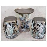 Viridian Bay cast aluminum garden table and 2