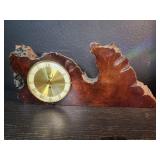 Vintage large wood slab Artco 8 day clock