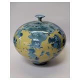 Signed crystalline glazed studio art pottery vase