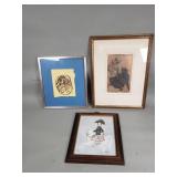Serigraph by P. Dessau and pair of pencil signed