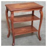 French-style mahogany veneer 3-tiered side table