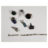 Sterling silver: single earrings, cuff links,