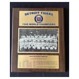 1945 Detroit Tigers World Champions plaque
