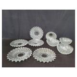 Group of frosted glass plates and bowls