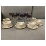 ViTG Lenox tea cup & Tiffin kings crown glasses