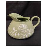 Vintage signed hand painted floral ceramic pitcher
