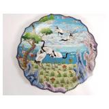 Chinese cloisonne plate with crane motif