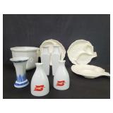 Group of ceramic vases, plates and flower pot
