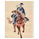 Framed vintage Chinese woodblock print