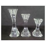 Three Vileroy & Boch crystal candlesticks